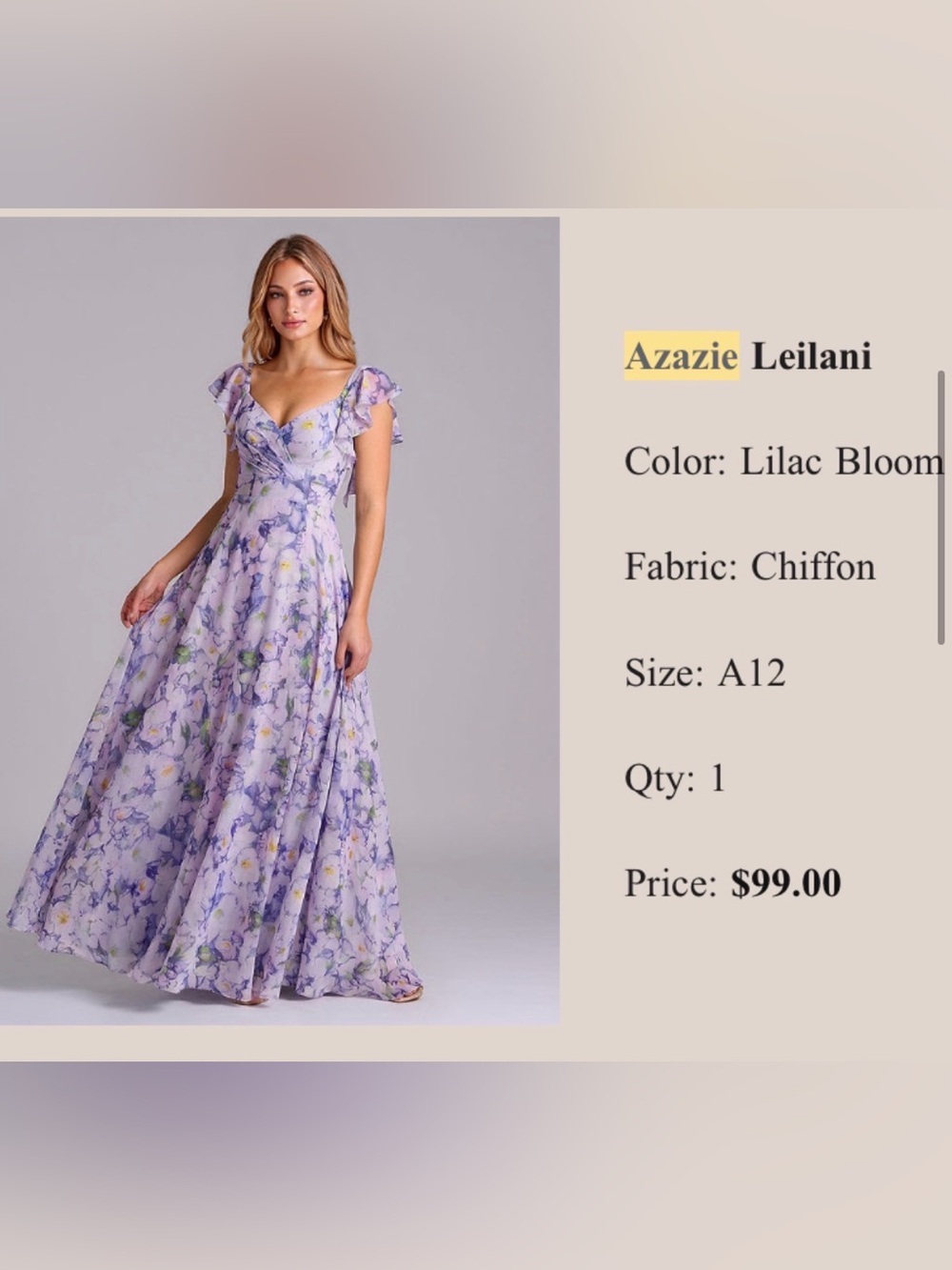 Allen B. By Allen Schwartz Lilac Floral Maxi Dress
